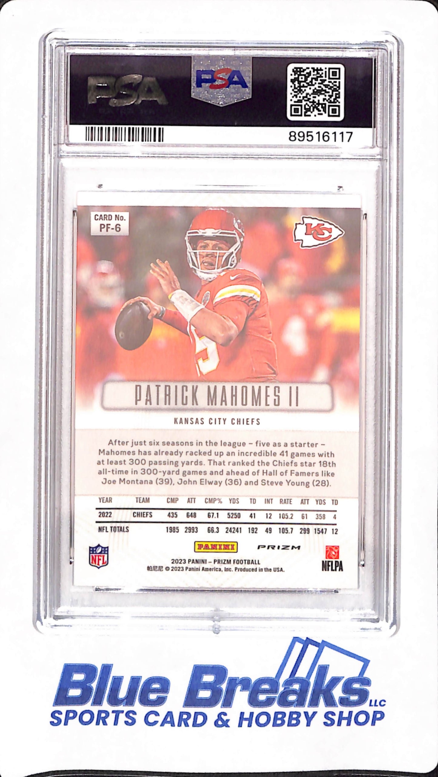 2023 Prizm - Patrick Mahomes II - Football - Kansas City Chiefs - Flashback - # PF6 - PSA 10