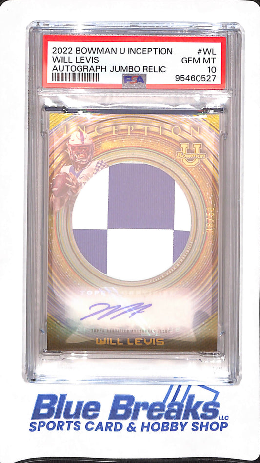 2022 Bowman U Inception - Will Levis - Jumbo Relic - Football - Tennessee Titans -Autograph - 38/50 - PSA 10