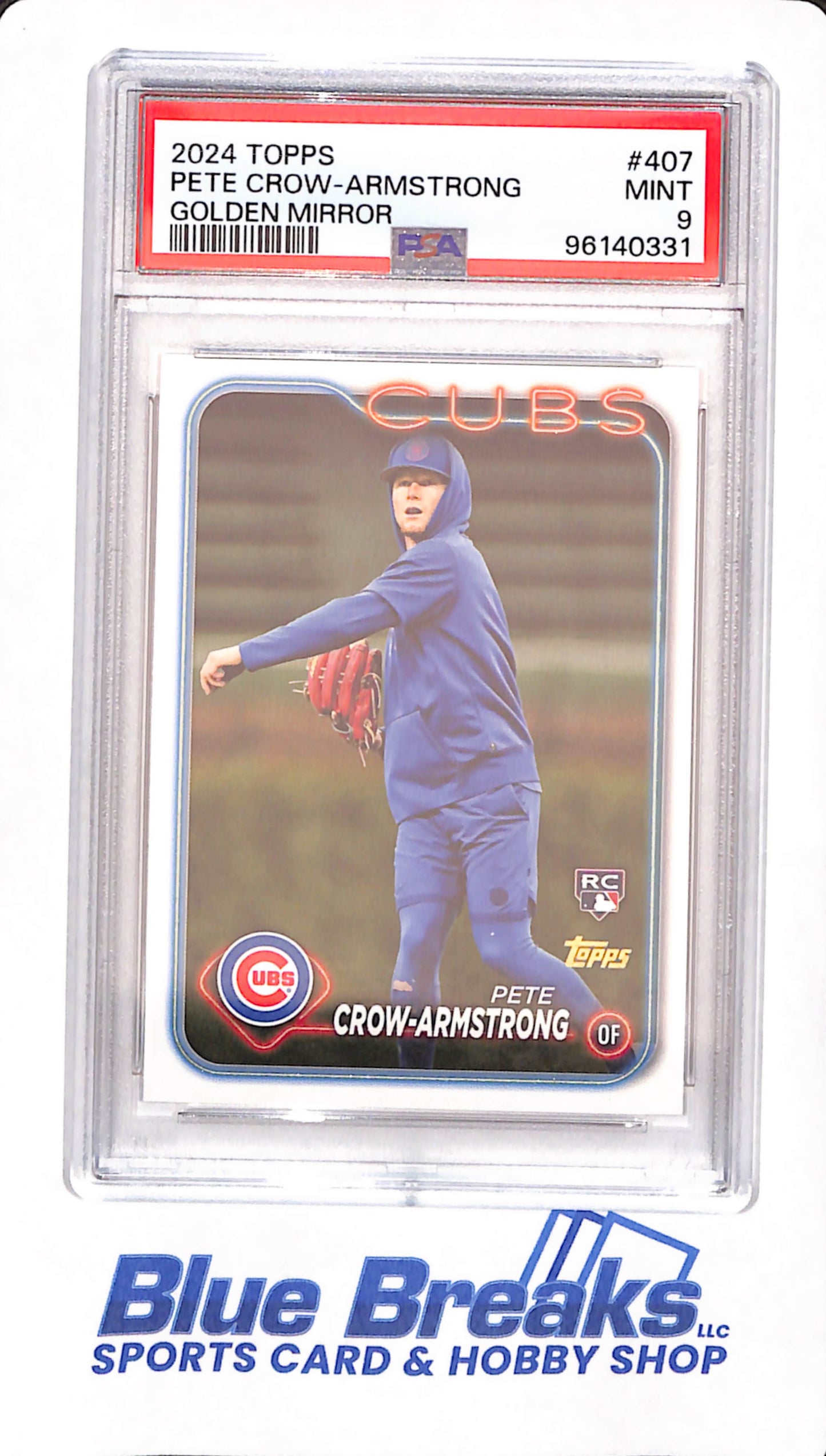 2024 Topps - Pete Crow-Armstrong - Baseball - Chicago Cubs - # 407 - Golden Mirror - PSA 9