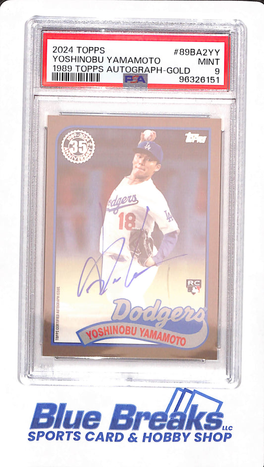 2024 Topps - Yoshinobu Yamamoto - Baseball - Los Angeles Dodgers - # 89BA2YY - 1989 Autograph Gold - 37/50 - PSA 9