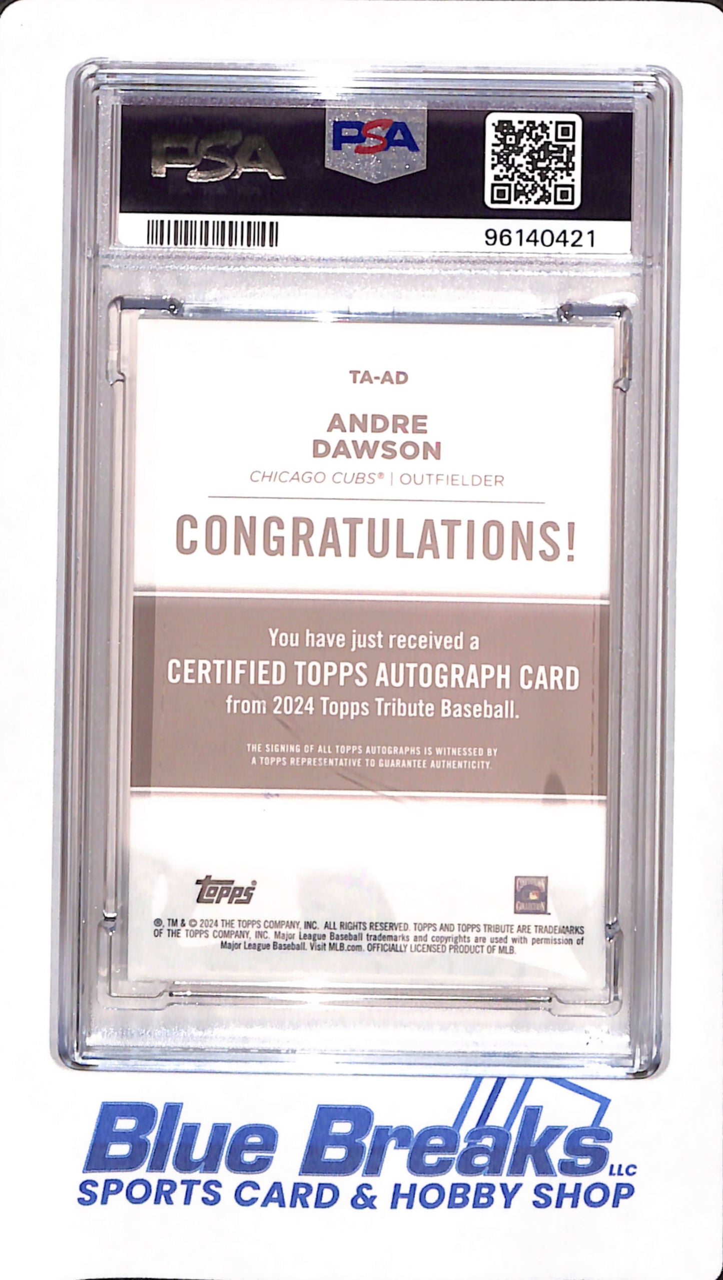 2024 Topps Tribute - Andre Dawson - Baseball - Chicago Cubs - # TAAD - Autograph - Green - 99/99 - PSA 9