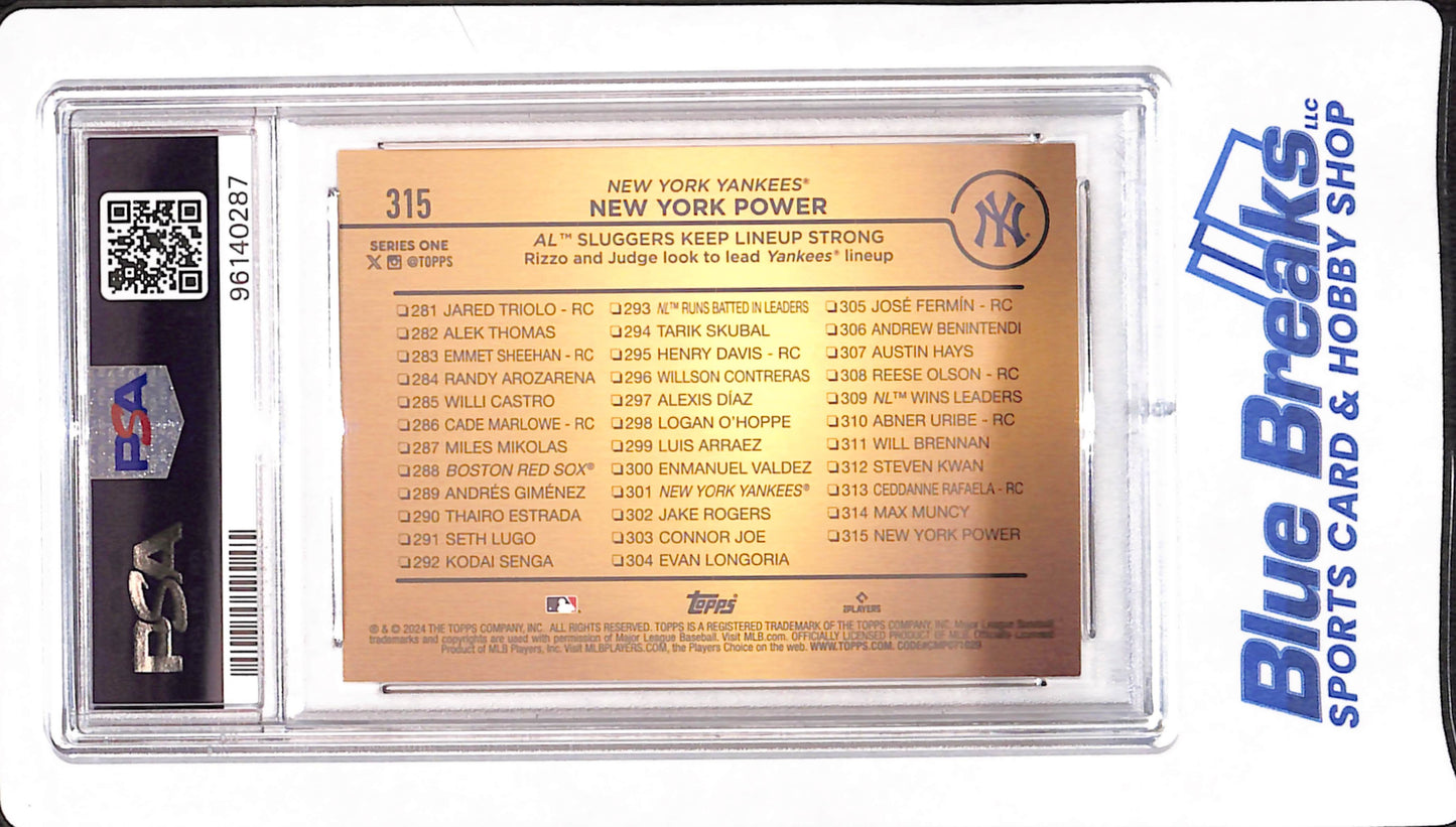 2024 Topps - Anthony Rizzo - Aaron Judge - Baseball - New York Yankees - # 315 - Golden Mirror - PSA 8