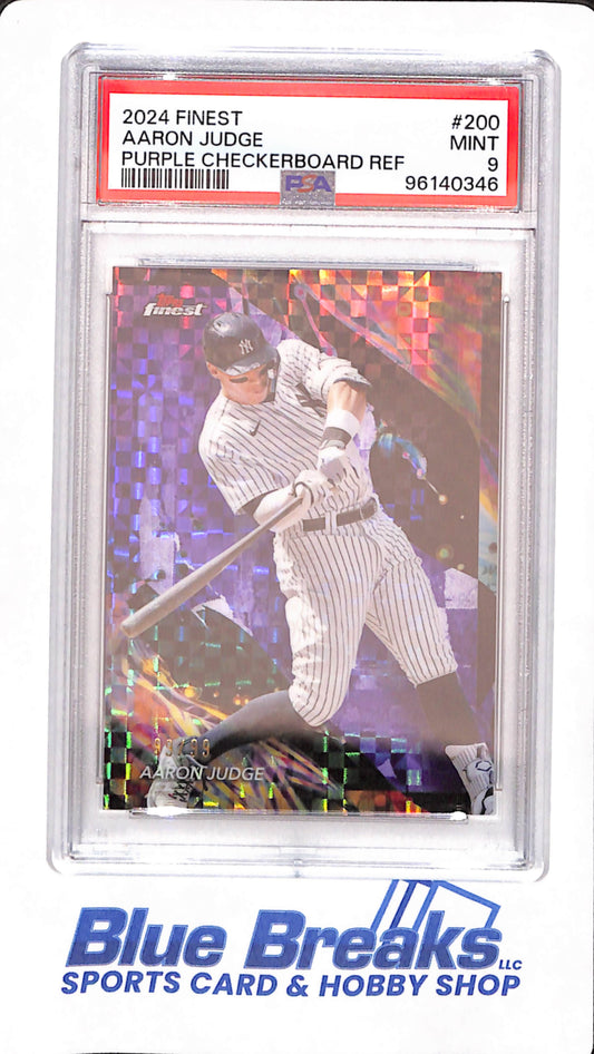 2024 Topps Finest - Aaron Judge - Baseball - New York Yankees - # 200 - Purple Checkerboard Refractor - 99/99 - PSA 9