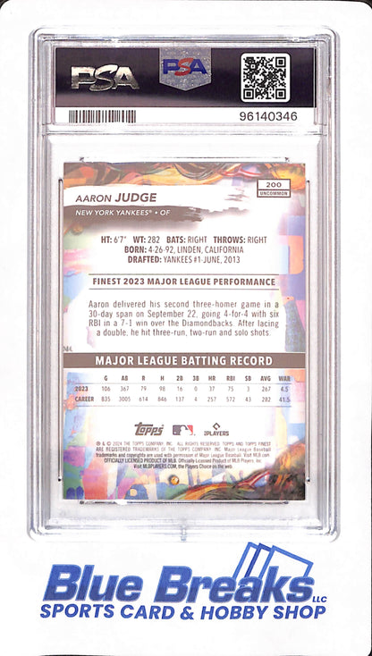 2024 Topps Finest - Aaron Judge - Baseball - New York Yankees - # 200 - Purple Checkerboard Refractor - 99/99 - PSA 9