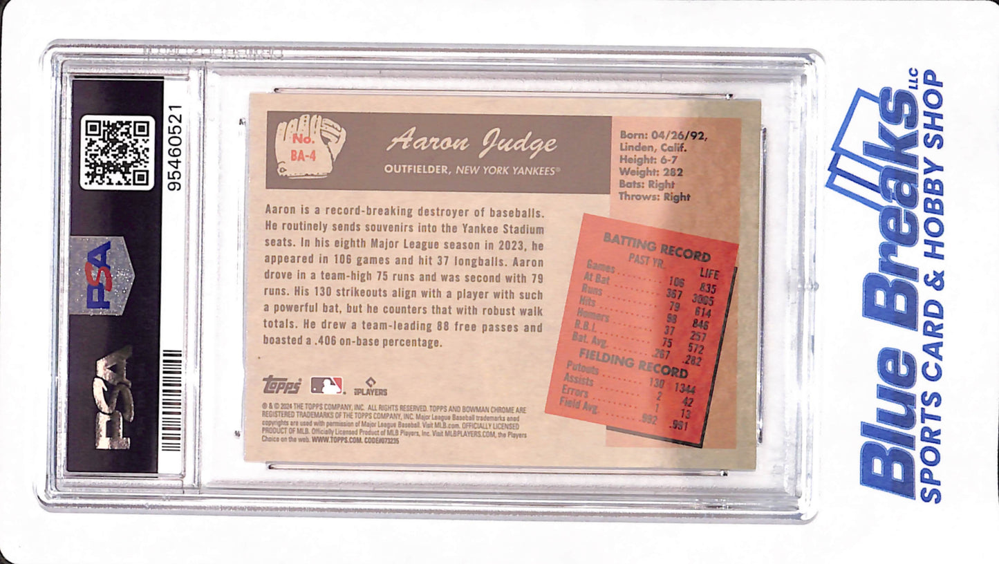 2024 Bowman - Aaron Judge - Baseball - New York Yankees - # BA4 - 1955 Anime - PSA 9