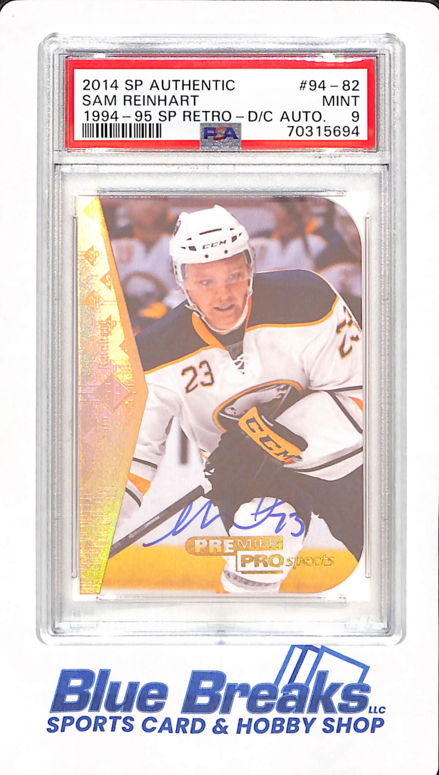 2014 SP Authentic - Sam Reinhart - Ice Hockey - Buffalo Sabres - # 94-82 - SP Retro - Auto - PSA 9