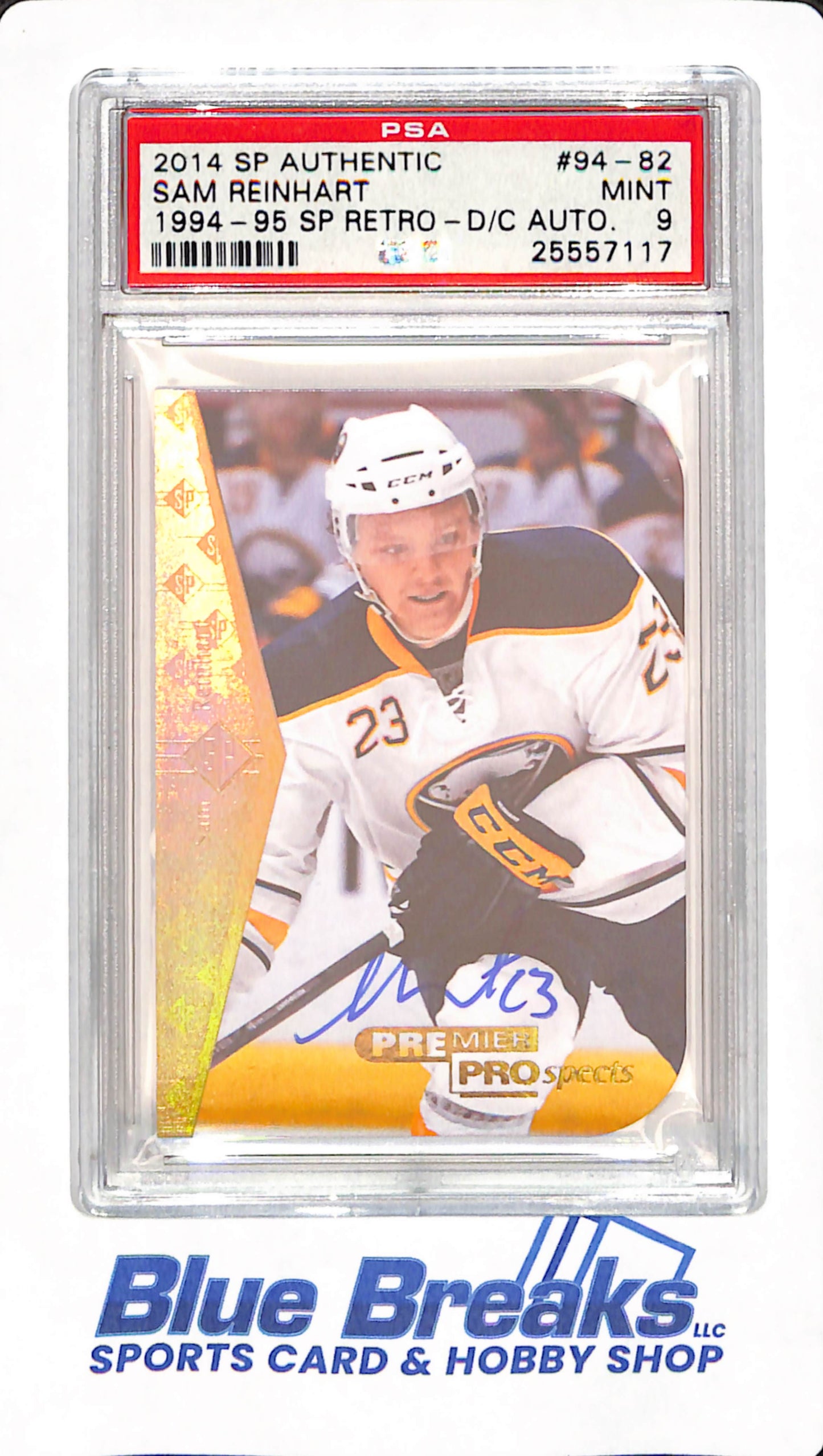 2014 SP Authentic - Sam Reinhart - Ice Hockey - Buffalo Sabres - # 94-82 - SP Retro - Autographed - PSA 9