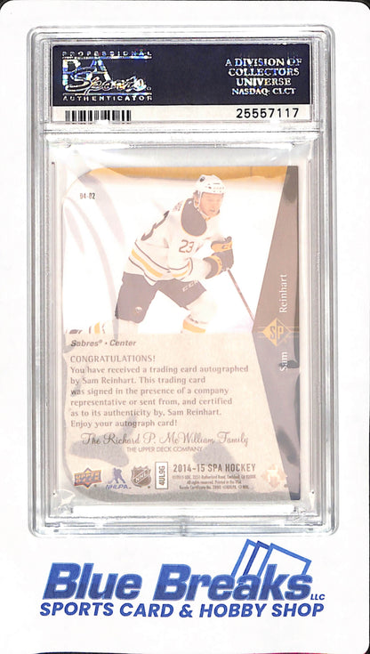 2014 SP Authentic - Sam Reinhart - Ice Hockey - Buffalo Sabres - # 94-82 - SP Retro - Autographed - PSA 9