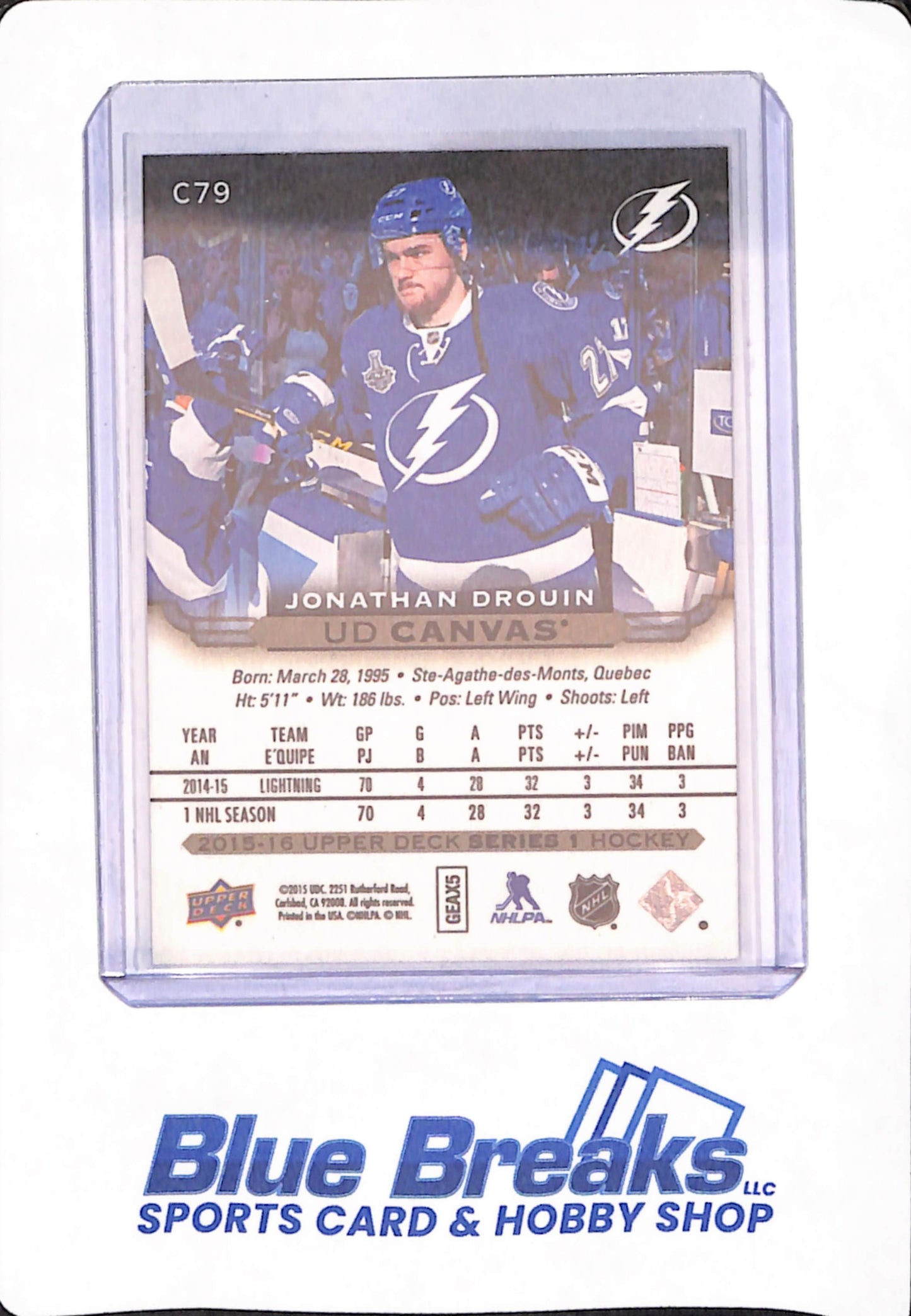 2015 Upper Deck Canvas - Jonathan Drouin - Ice Hockey - Tampa Bay Lightning - # C79