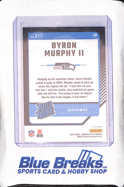 2024 Panini Donruss Optic - Byron Murphy II - Blue Glitter Rated Rookie - Seattle Seahawks - Football - #217