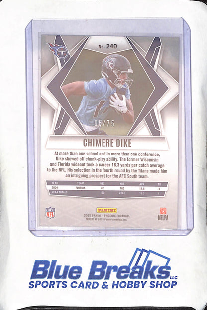 2025 Panini Phoenix - Chimere Dike - Pink Seismic - 5/75 - RC - Tennessee Titans - Football - #240