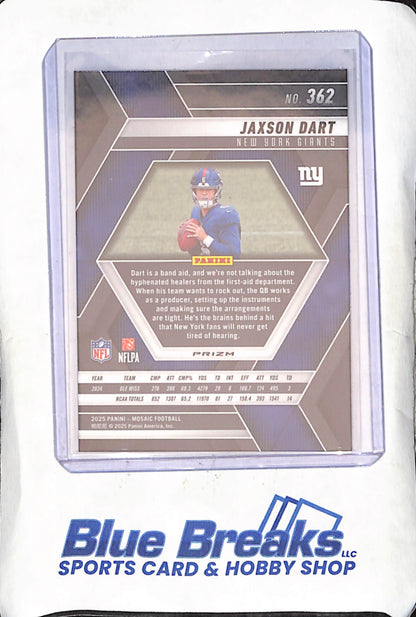 2025 Panini Mosaic - Jaxon Dart - Pink - RC - New York Giants - Football - #362