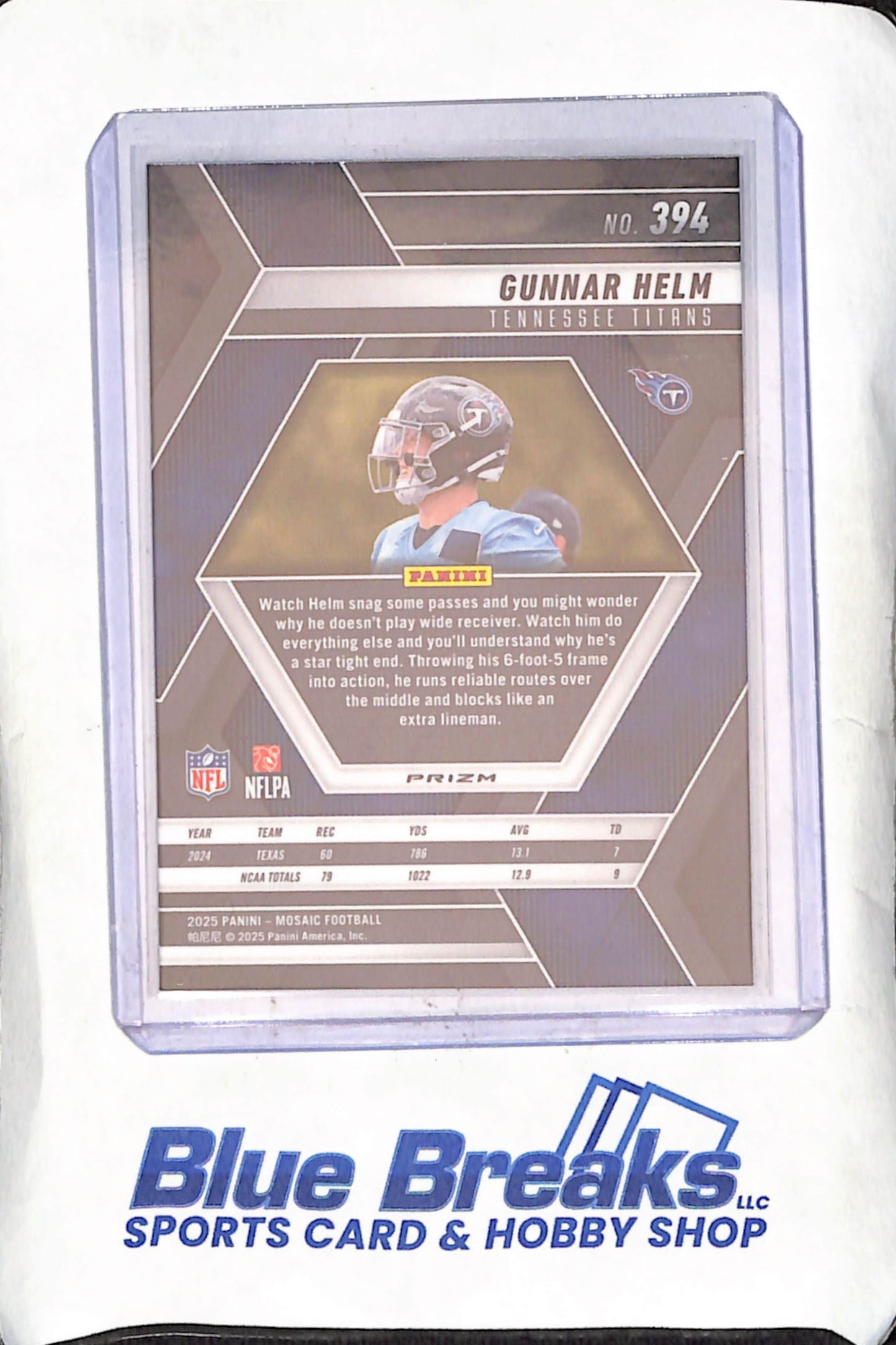 2025 Panini Mosaic - Gunnar Helm - Honeycomb - RC - Tennessee Titans - Football - #394