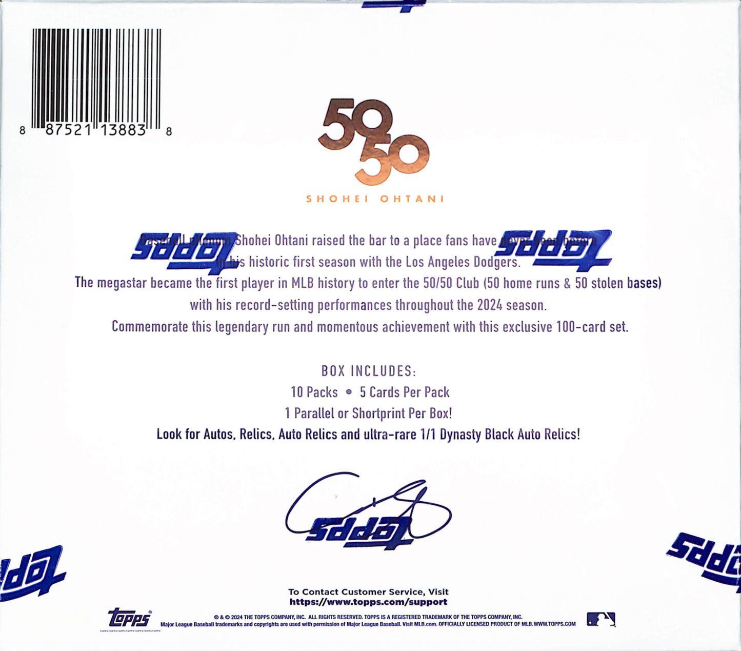 2024 Topps 50/50: Shohei Ohtani – 10-Pack Box - Sealed Wax