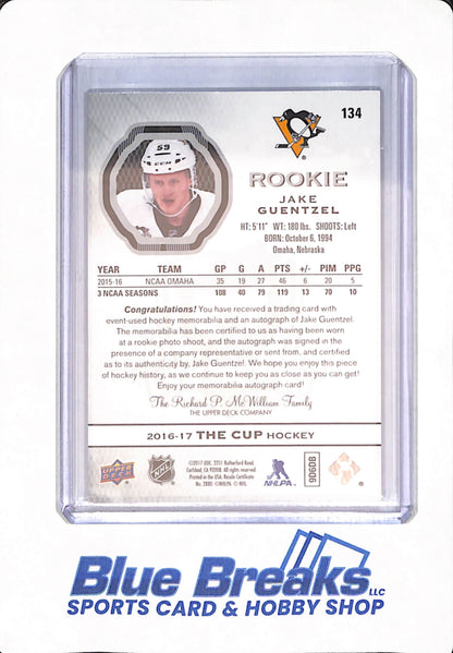 2016-17 Upper Deck - The Cup - Jake Guentzel - Ice Hockey - Pittsburgh Penguins -  # 134 - Rookie - 177/249 - Relic - Autographed