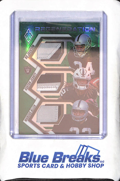 2025 Panini Phoenix - Bo Jackson - Ashton Jeanty - Marcus Allen - Regeneration - Green - 15/99 - Las Vegas Raiders - Football - #RGN-RAI