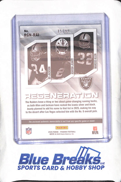2025 Panini Phoenix - Bo Jackson - Ashton Jeanty - Marcus Allen - Regeneration - Green - 15/99 - Las Vegas Raiders - Football - #RGN-RAI