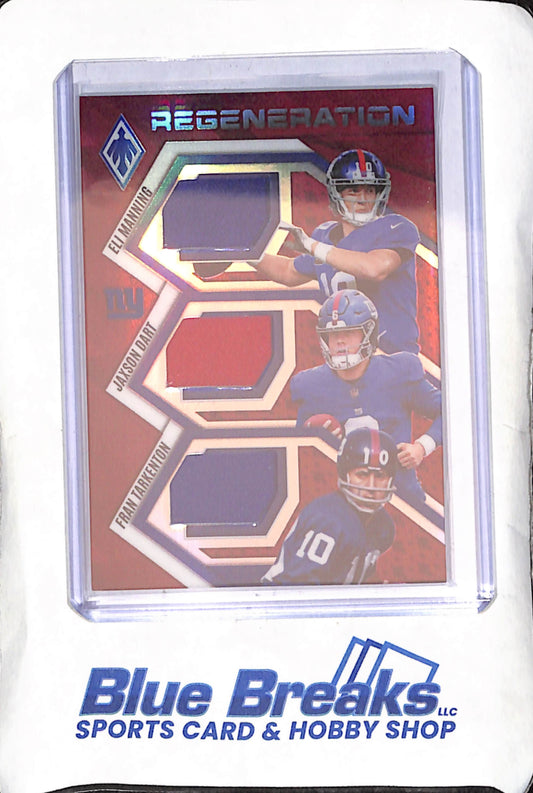 2025 Panini Phoenix - Eli Manning - Jaxson Dart - Fran Tarkenton - Triple Relic - Red - 244/249 - New York Giants - Football - #RGN-NYG