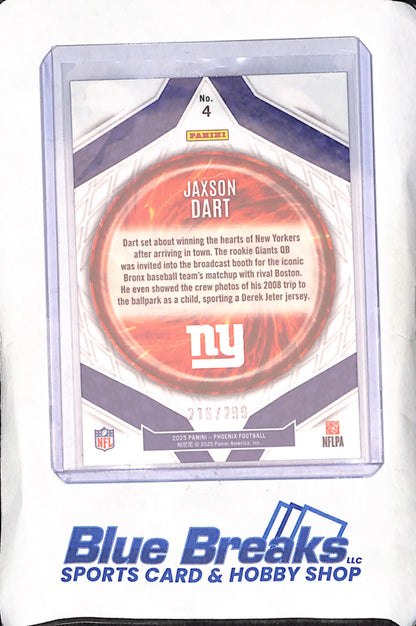 2025 Panini Phoenix - Jaxson Dart - Silver Wave Paragon - RC - 216/299 - New York Giants - Football - #4