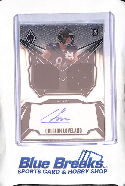 2025 Panini Phoenix - Colston Loveland - Dual Relic - Autograph - RC - 67/249 - Chicago Bears - Football - #DRP-CLD