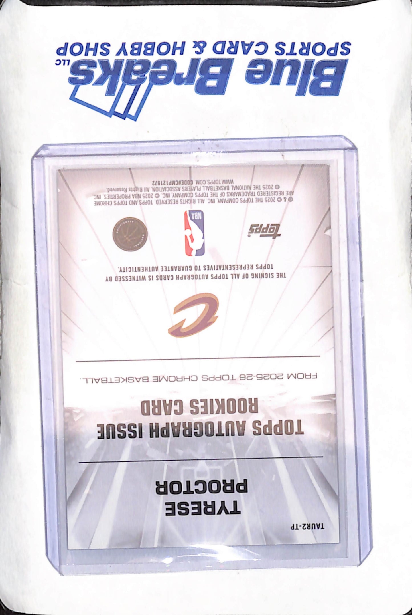 2025 Topps Chrome - Tyrese Proctor - Autograph - RC - Cleveland Cavaliers - Basketball - #TAUR2-TP