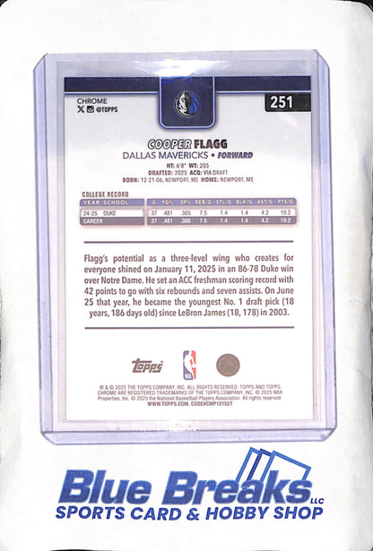 2025 Topps Chrome - Cooper Flagg - RC - Dallas Mavericks - Basketball - #251