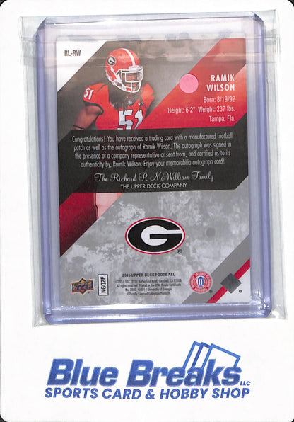 2015 Upper Deck Football - Ramie Wilson - #RL-RW - Georgia Bulldogs - Football - Autographed Letter D - 25/75