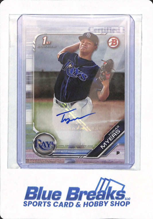 2019 Bowman - Tobias Myers - # PA-TM - Tampa Bay Rays - Baseball - 1st - Autographed