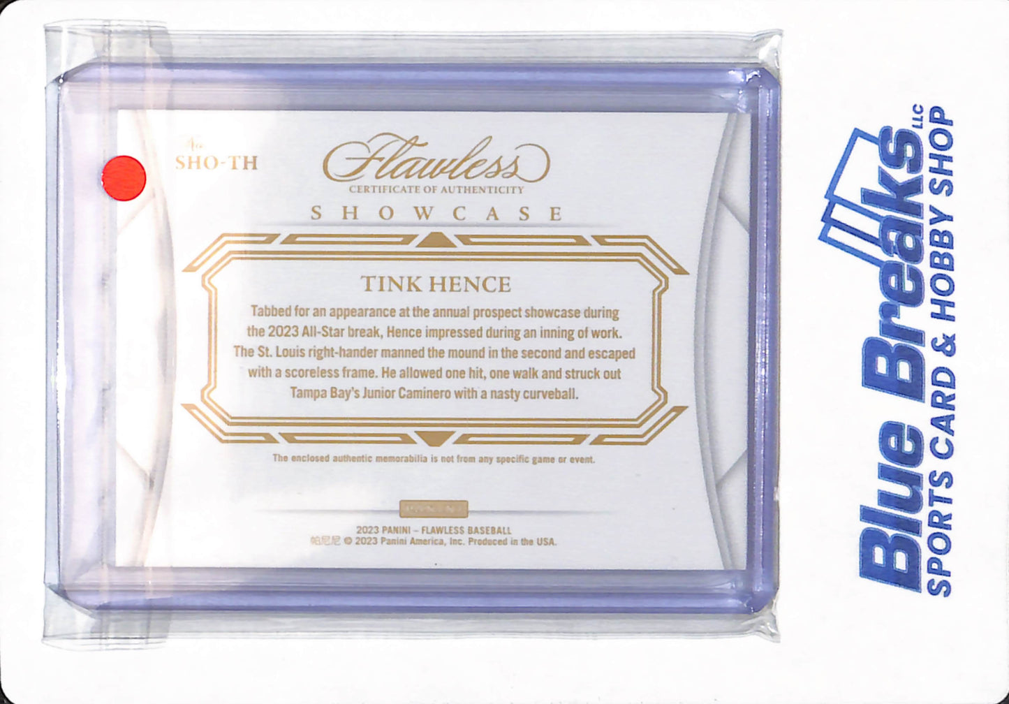 2023 Panini Flawless - Tink Hence - # SHO-TH - St Louis Cardinals - Baseball - Flawless - Quad Relic - 13/15