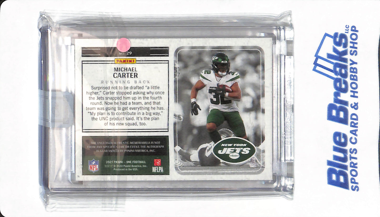 2021 Panini One - Michael Carter - New York Jets - #29 - Football - 21/49 - Autographed