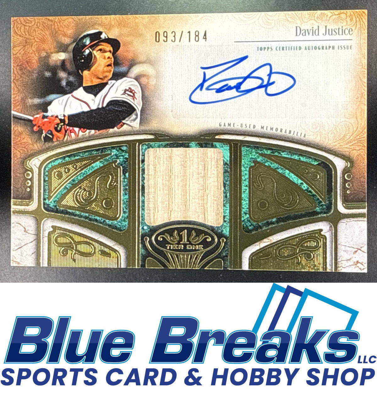 2026 Topps Tier One David Justice #AT1R-DJ Auto Relic 093/184 Atlanta Braves