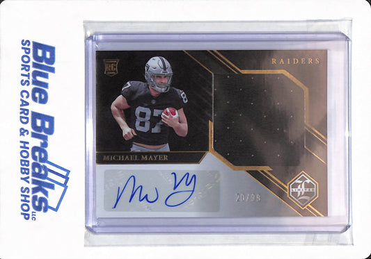 2023 Panini Limited - Michael Mayer - # 167 - Oakland / Las Vegas Raiders - Football - Relic - Autographed - 20/99