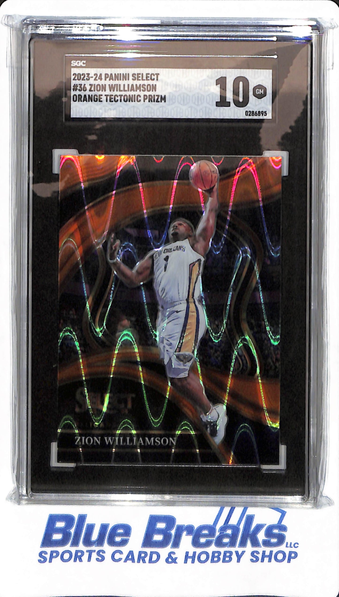 2023-24 Panini Select - Zion Williamson - #36 - New Orleans Pelicans - SGC 10 - Basketball - Orange Tectonic Prizm