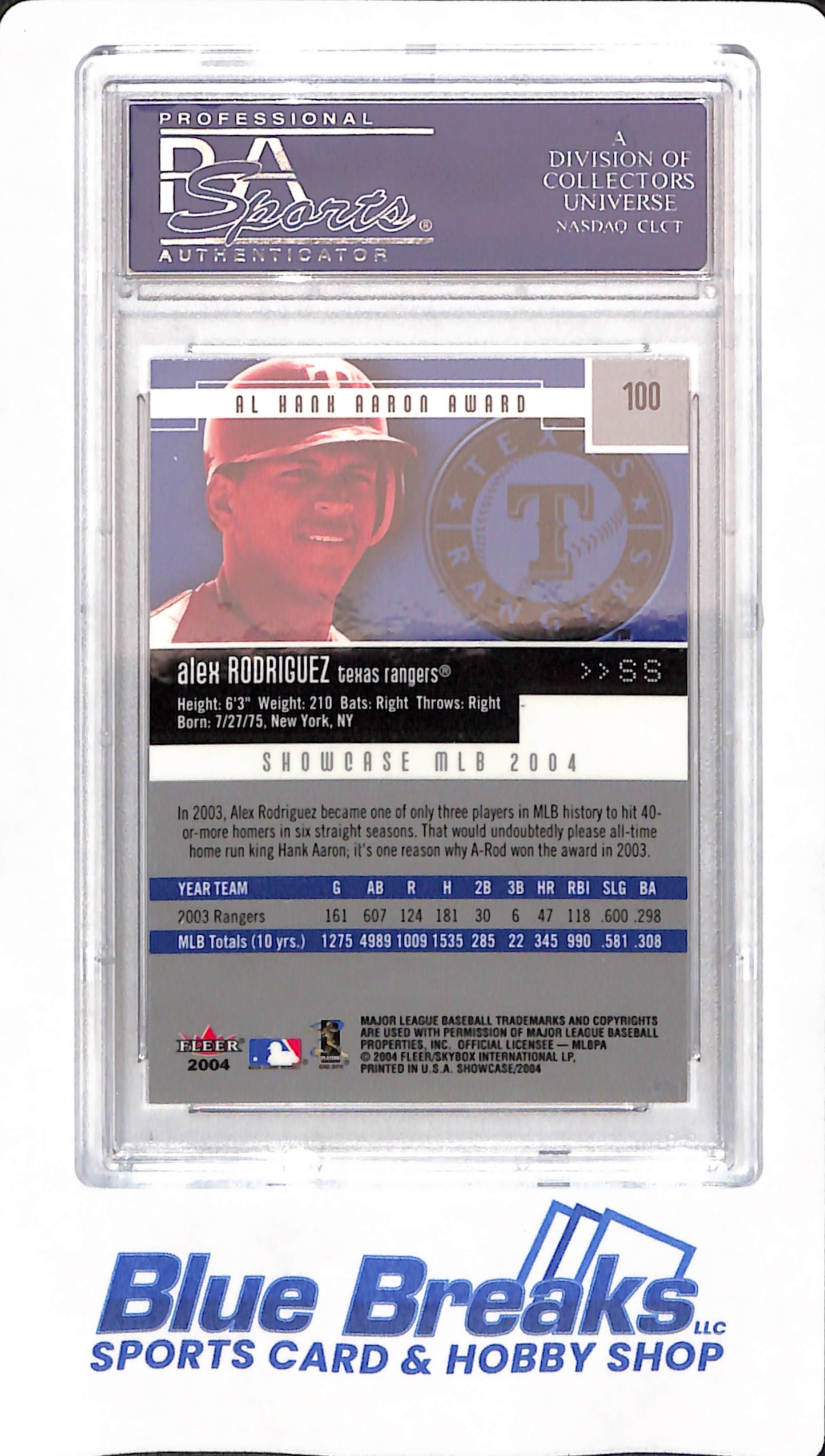 2004 Fleer Showcase - Alex Rodriguez - Texas Rangers - # 100 - PSA 10 - Baseball