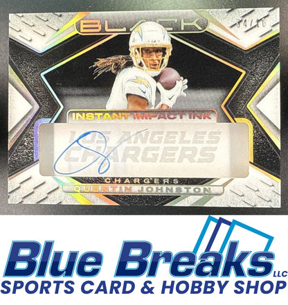2025 Panini Black Quentin Johnston #III-QJN Instant Impact Ink Auto Gold 04/10 Los Angeles Chargers
