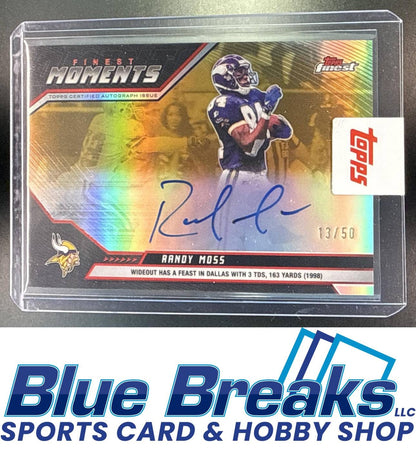 2025 Topps Finest Randy Moss #FMA-RM Moments Auto Gold Refractor 13/50 Minnesota Vikings