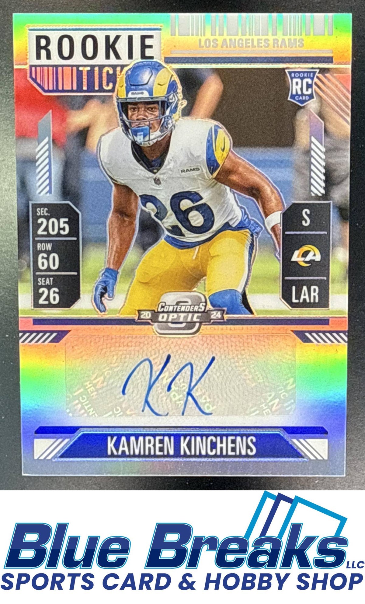 2024 Panini Contenders Optic Kamren Kinchens #167 Rookie Ticket Auto Silver Prizm RC Los Angeles Rams