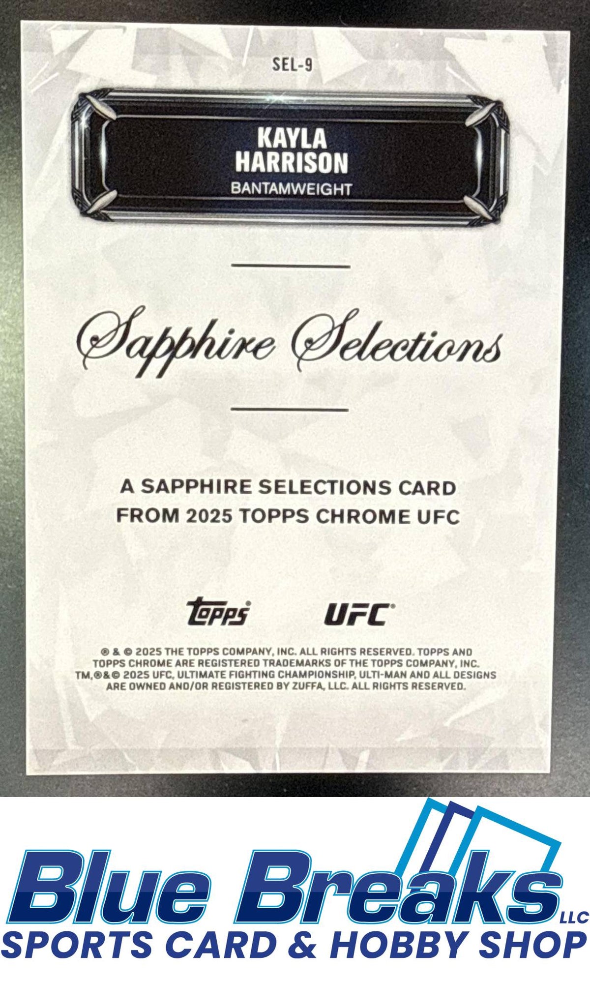 2025 Topps UFC Chrome Sapphire Selections Kayla Harrison #SEL-9