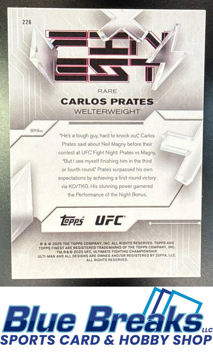 2025 Topps UFC Finest Blue Refractor Carlos Prates 69/99 Rookie #226 Rare RC