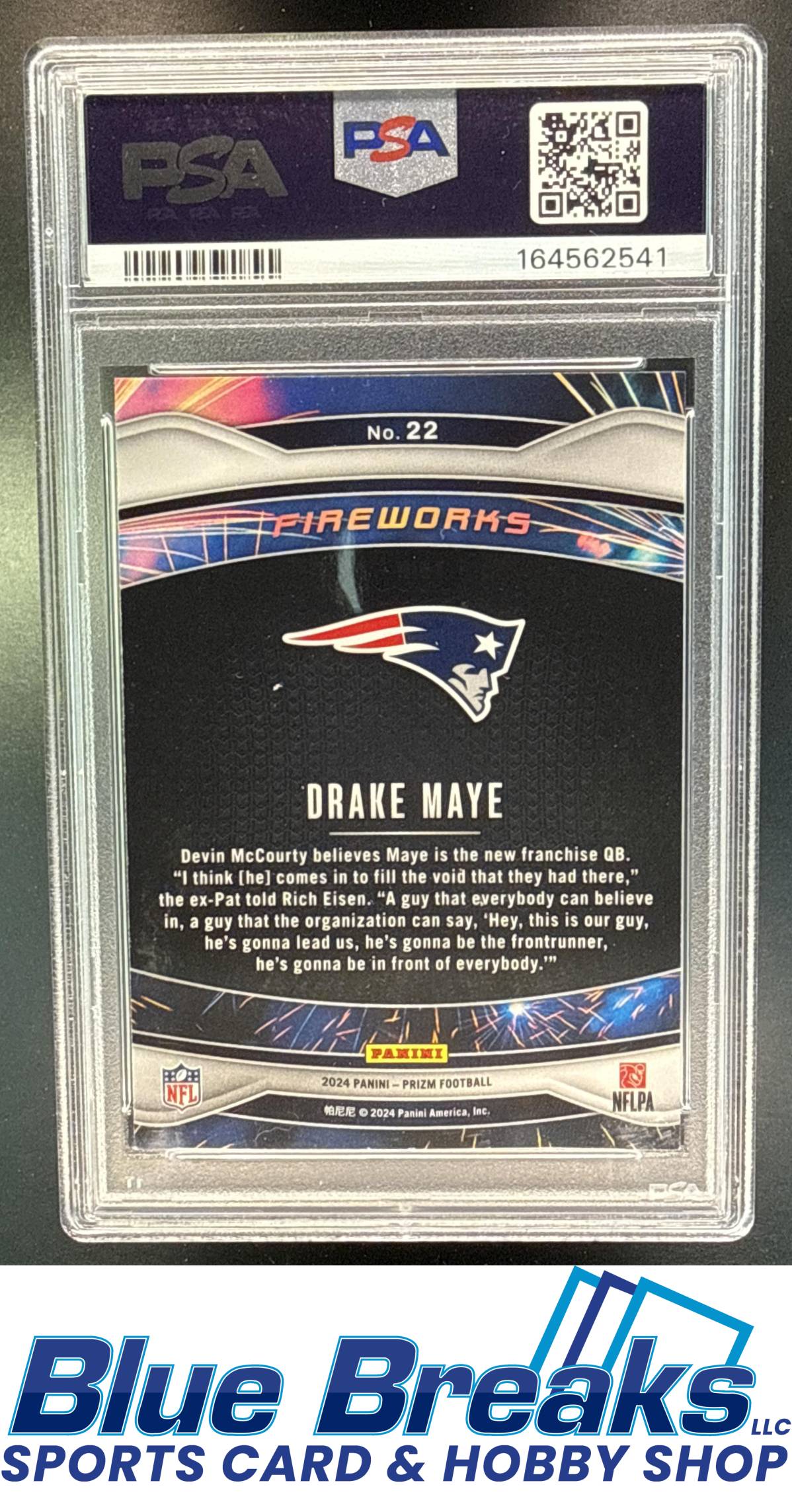 2024 Panini Prizm Fireworks Drake Maye [RC] #22 RC PSA 9 New England Patriots