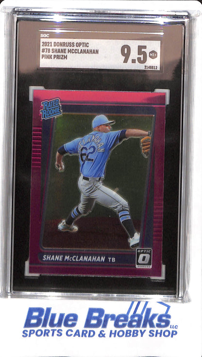 2021 Donruss Optic - Shane McClanahan - #78 - SGC 9.5 - Tampa Bay Rays - Baseball - Pink Prizm