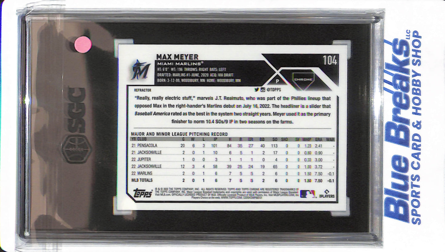 2023 Topps Chrome - Max Meyer - #104 - SGC 9.5 - Miami Marlins - Baseball - Refractor