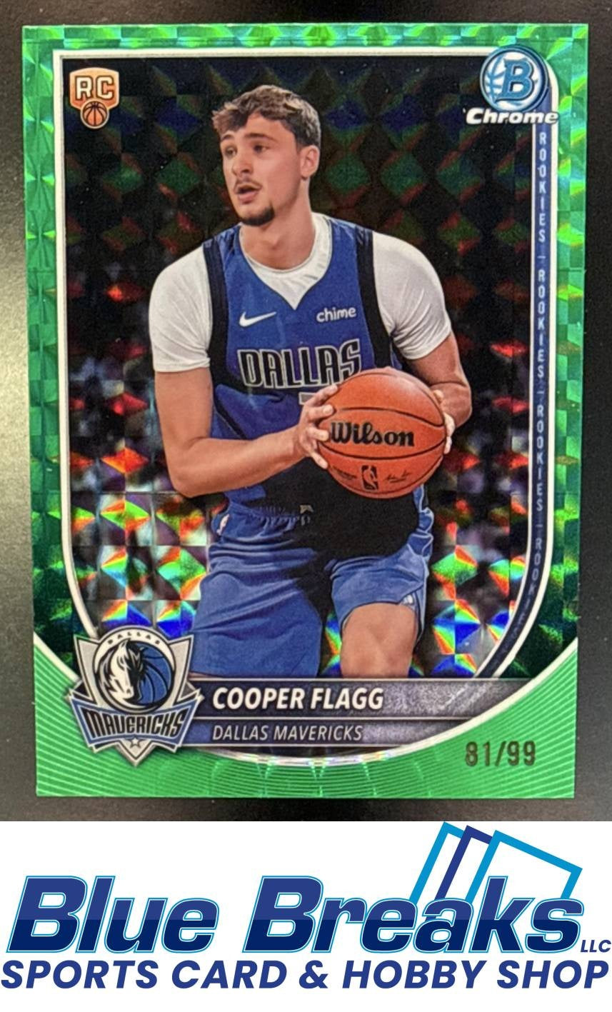 2025 Bowman Cooper Flagg #BCV-1 Chrome Green Geometric Refractor 81/99 RC Dallas Mavericks