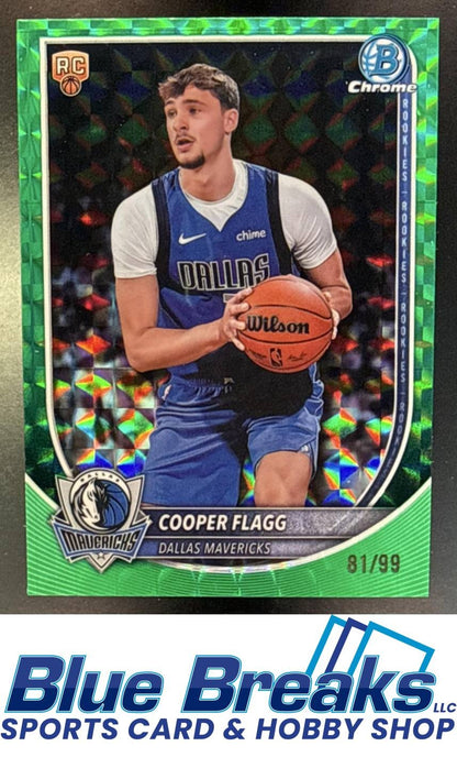2025 Bowman Cooper Flagg #BCV-1 Chrome Green Geometric Refractor 81/99 RC Dallas Mavericks