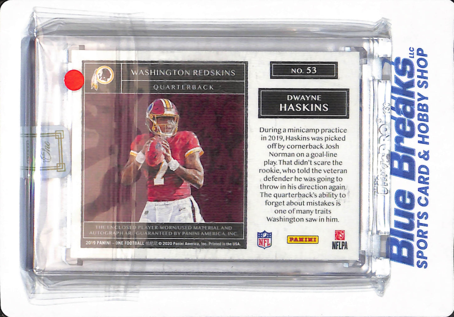 2019 Panini One - Dwayne Haskins - # 53 - Washington Redskins / Commanders - Football - Relic - Autographed - 17/65