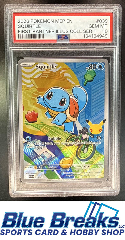 2026 Pokemon MEP Black Star Promos Squirtle #039a First Partner Illustration Collection Series 1 PSA 10