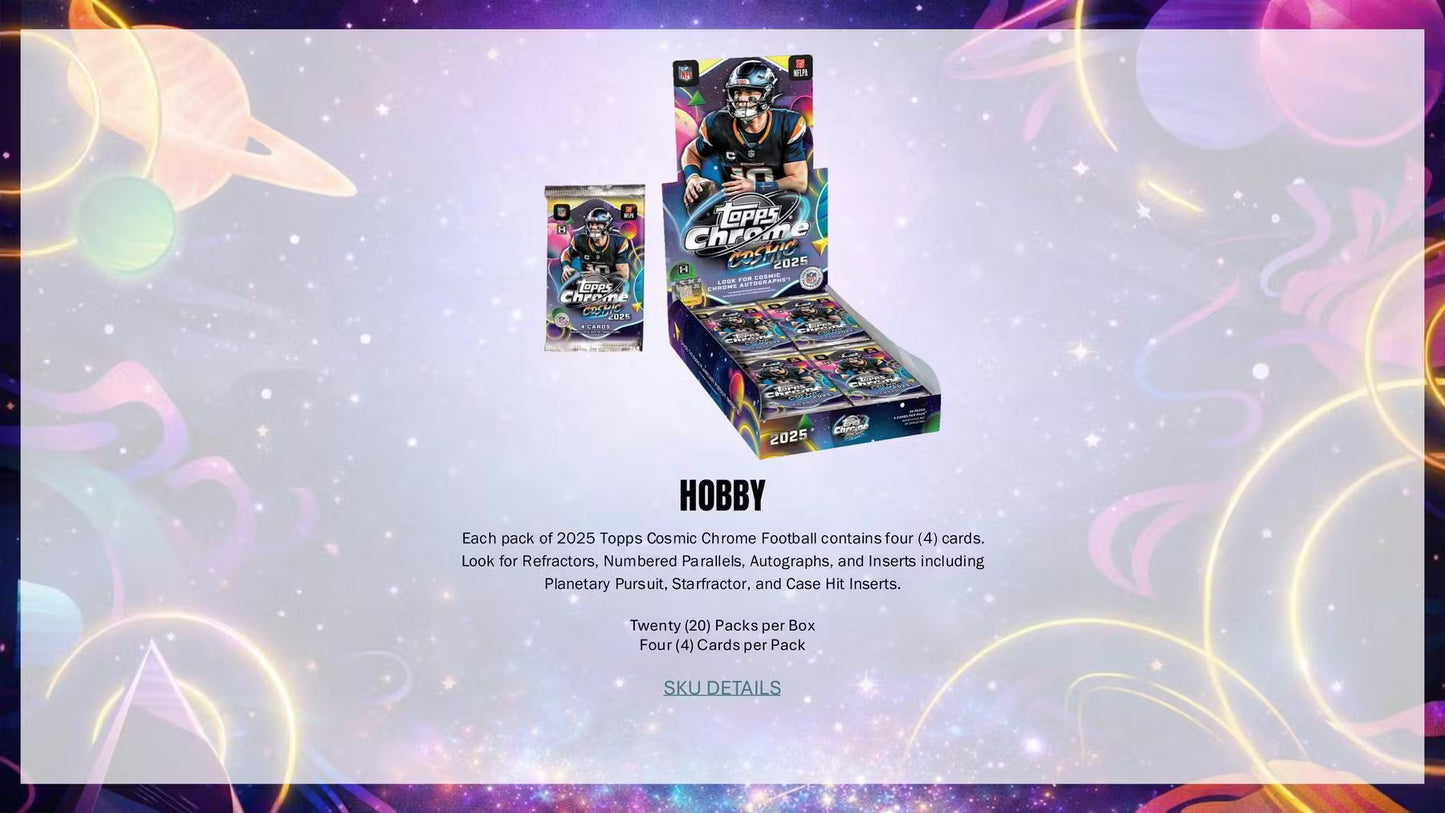 2025 Topps Cosmic Chrome Football Hobby Box - Sealed Wax