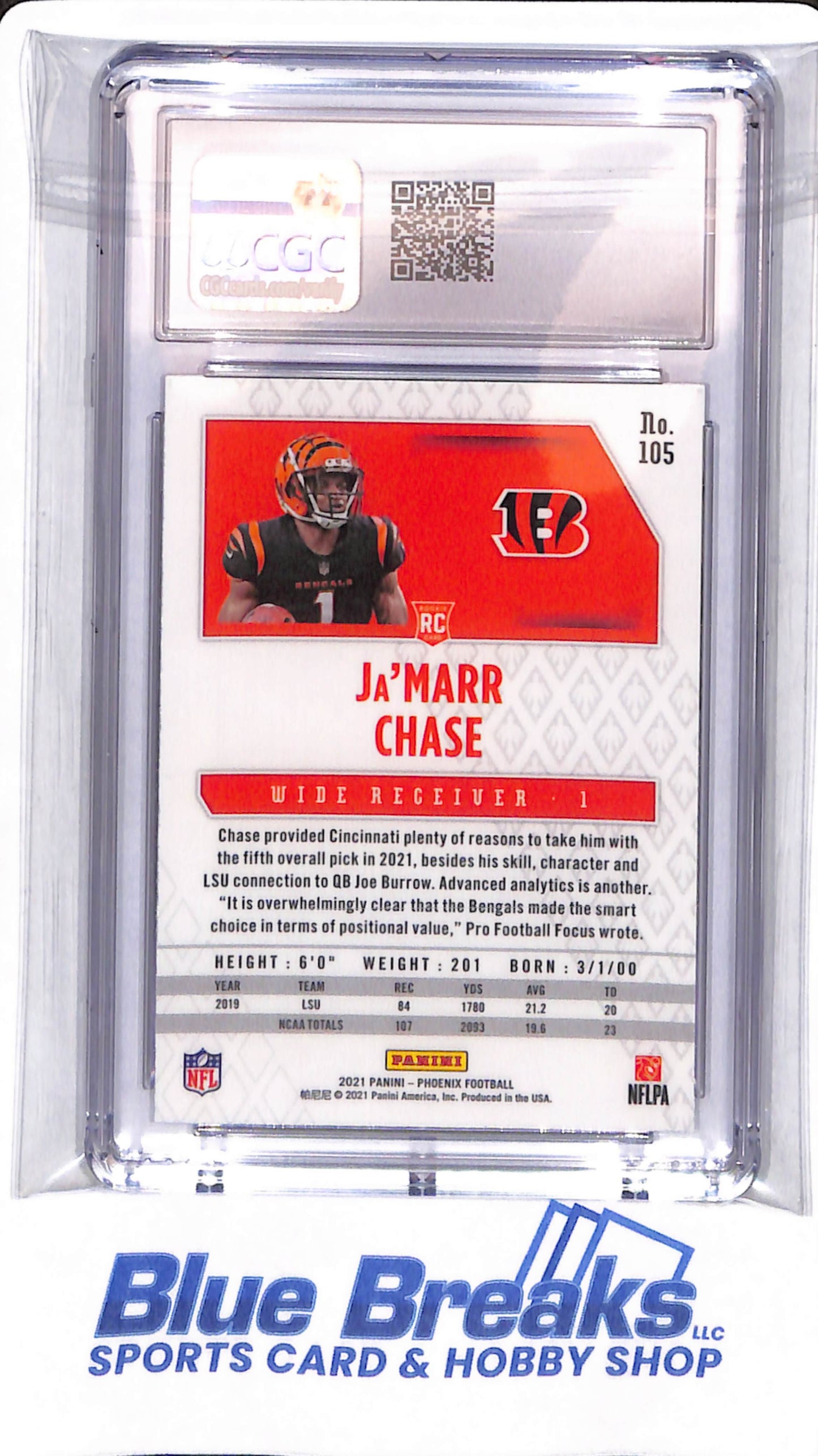 2021 Panini Phoenix - Ja'Marr Chase - # 105 - Cincinnati Bengals - Football - CSG 9.5 - Fanatics Exclusive Set