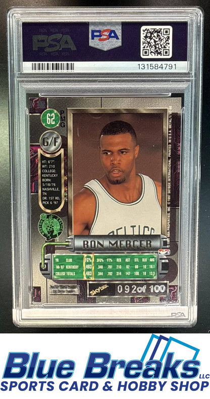 1997 Skybox Metal Universe Ron Mercer #62 Precious Gems Red 092/100 RC PSA 5 Boston Celtics