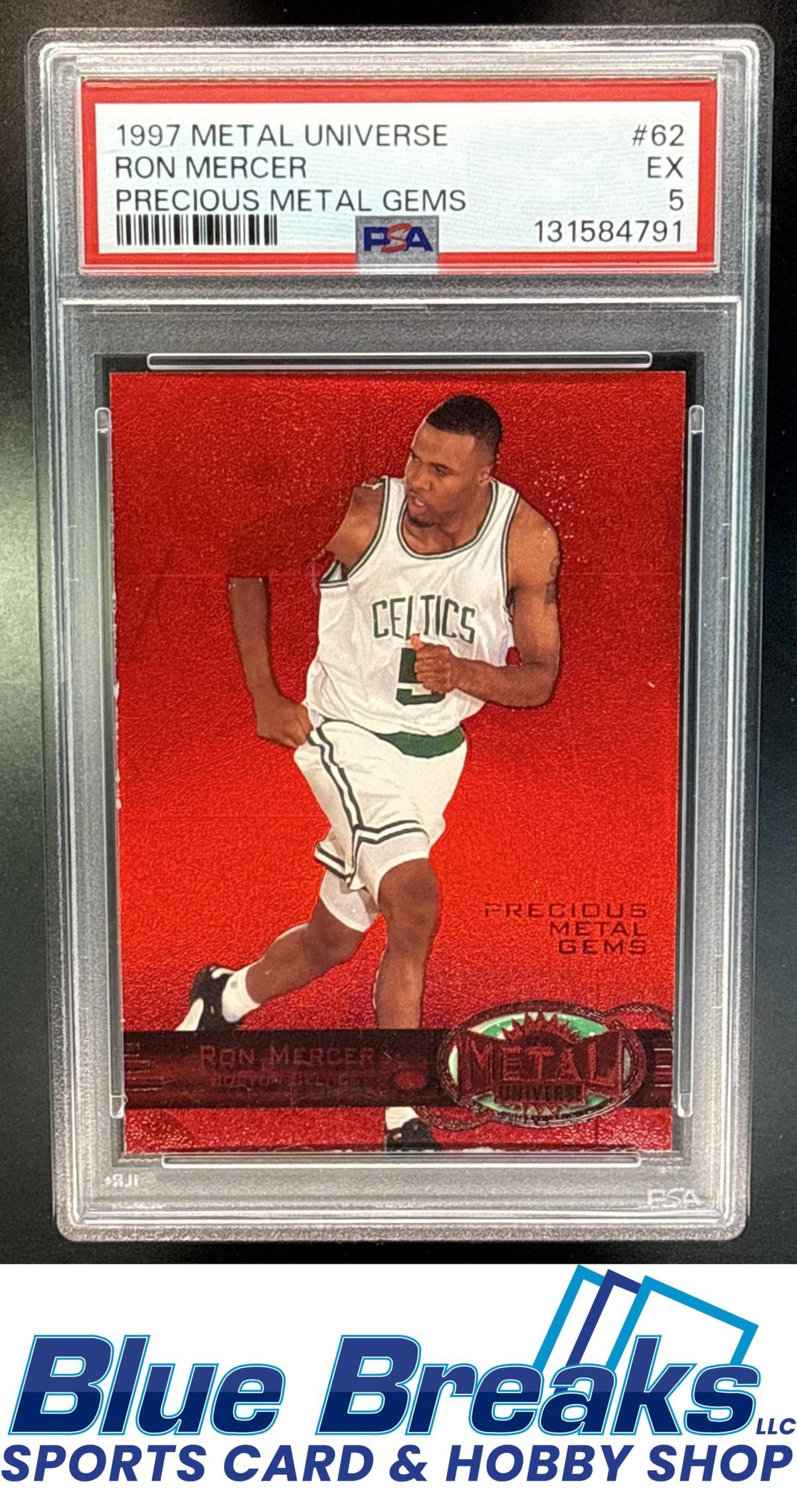 1997 Skybox Metal Universe Ron Mercer #62 Precious Gems Red 092/100 RC PSA 5 Boston Celtics